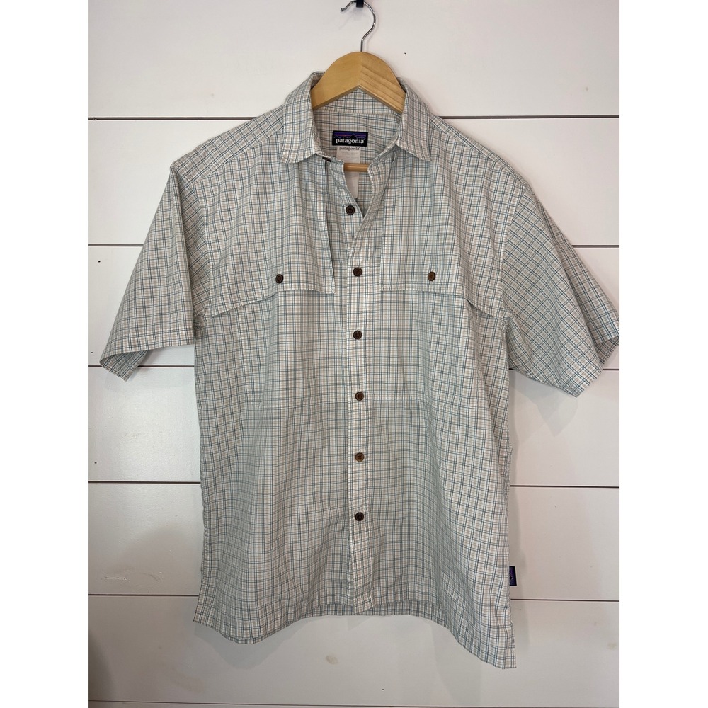 Patagonia Mens Plaid Short Sleeve Button Down Shirt Hiking Medium gorpcore